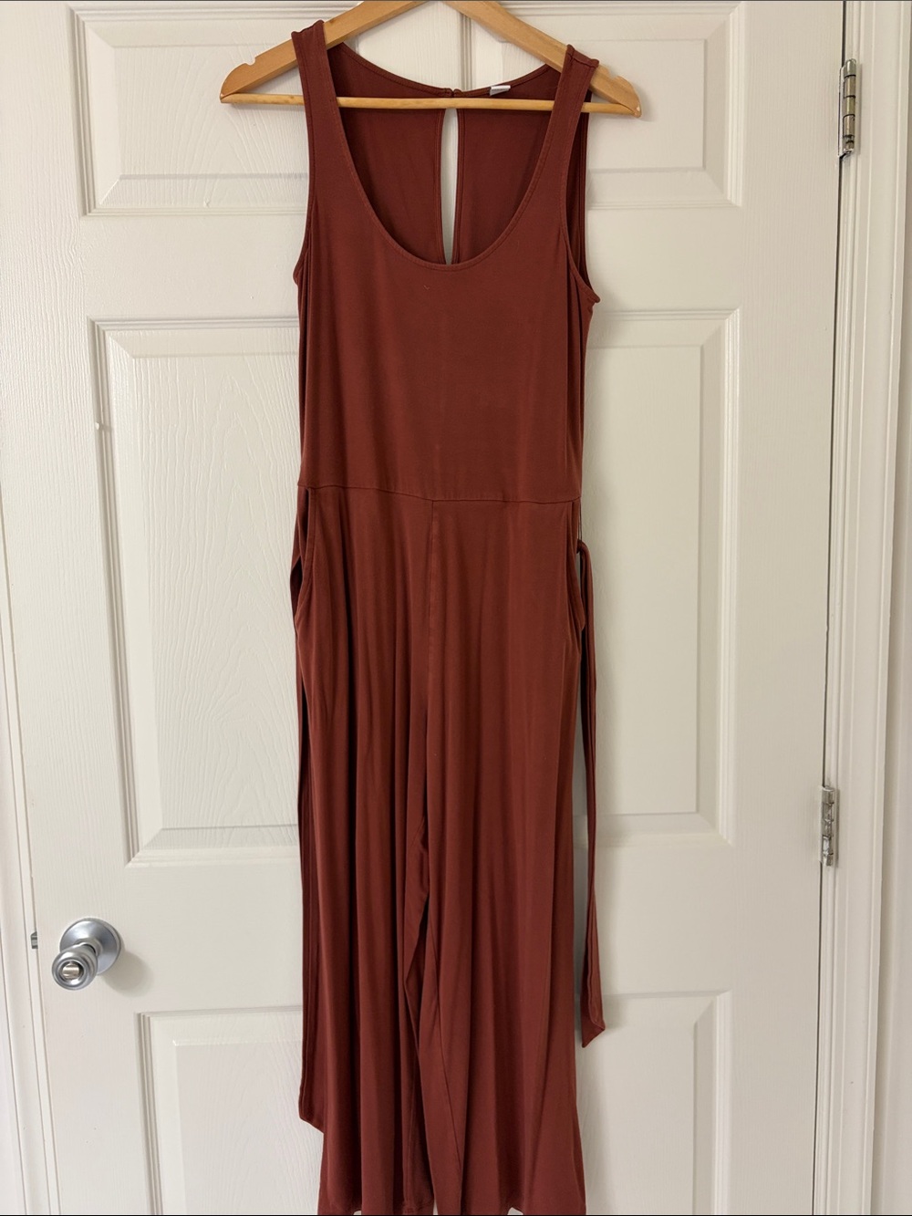 Old Navy Sleeveless Rust Jumpsuit with Waist Tie